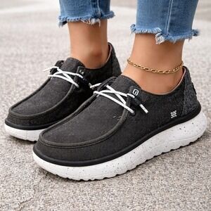 NEW Women's Hey Dude Wendy Peak Chanbray Black Size 7 #876